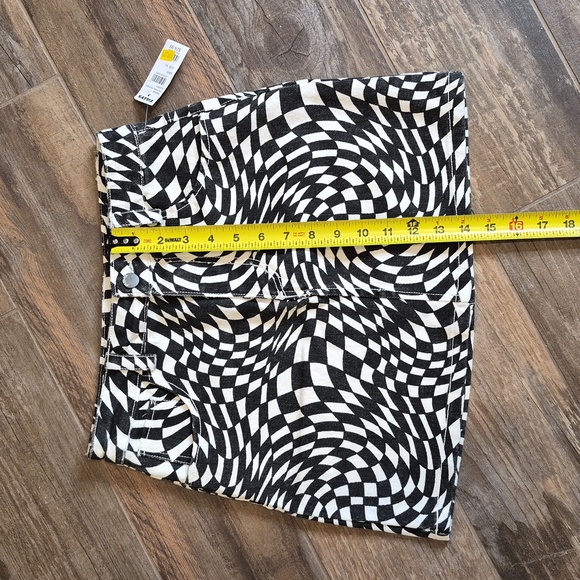 RSQ Black & Ivory Checkered Swirl Denim Mini Skirt, XS - Picture 5 of 16